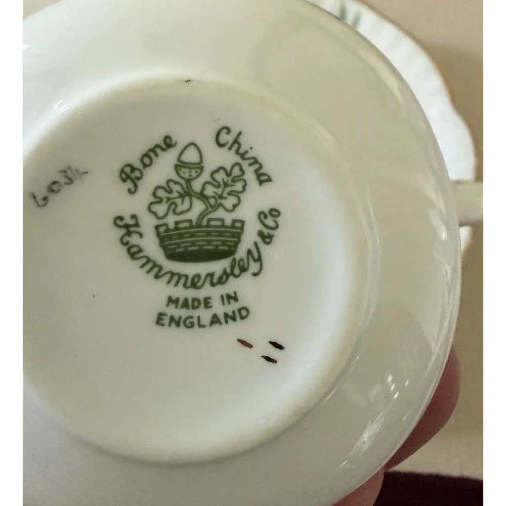Hammersley & Co. Bone China Teacup and Saucer Set Blue Cornflower Pattern